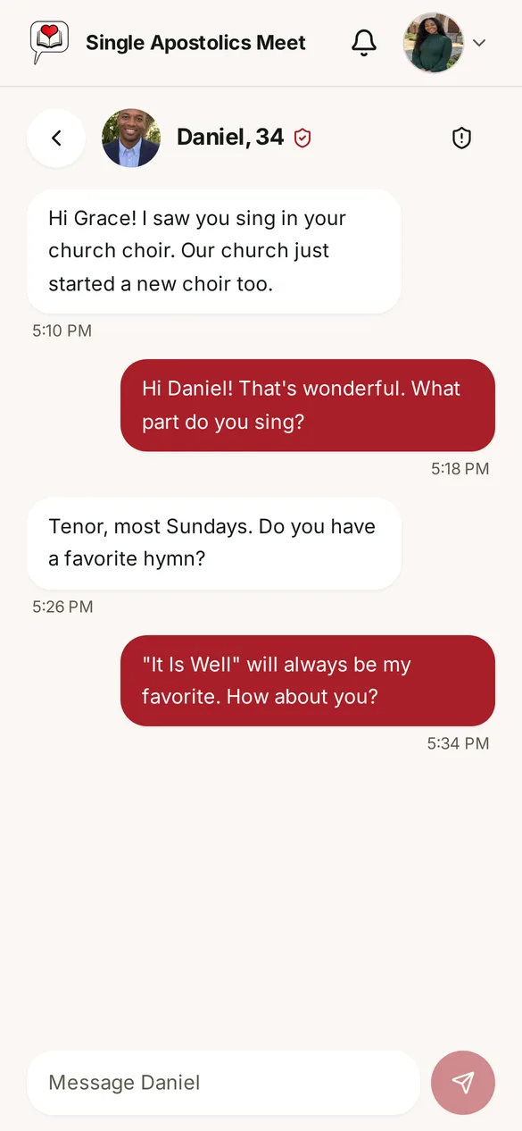 A conversation between two matched members