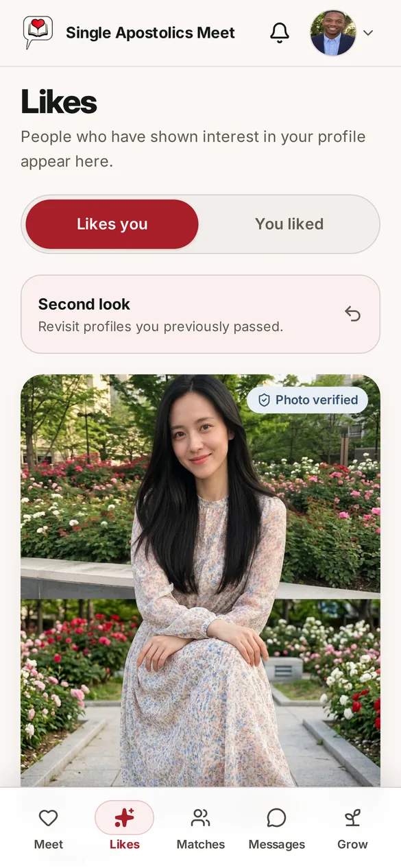 Likes screen showing people interested in your profile
